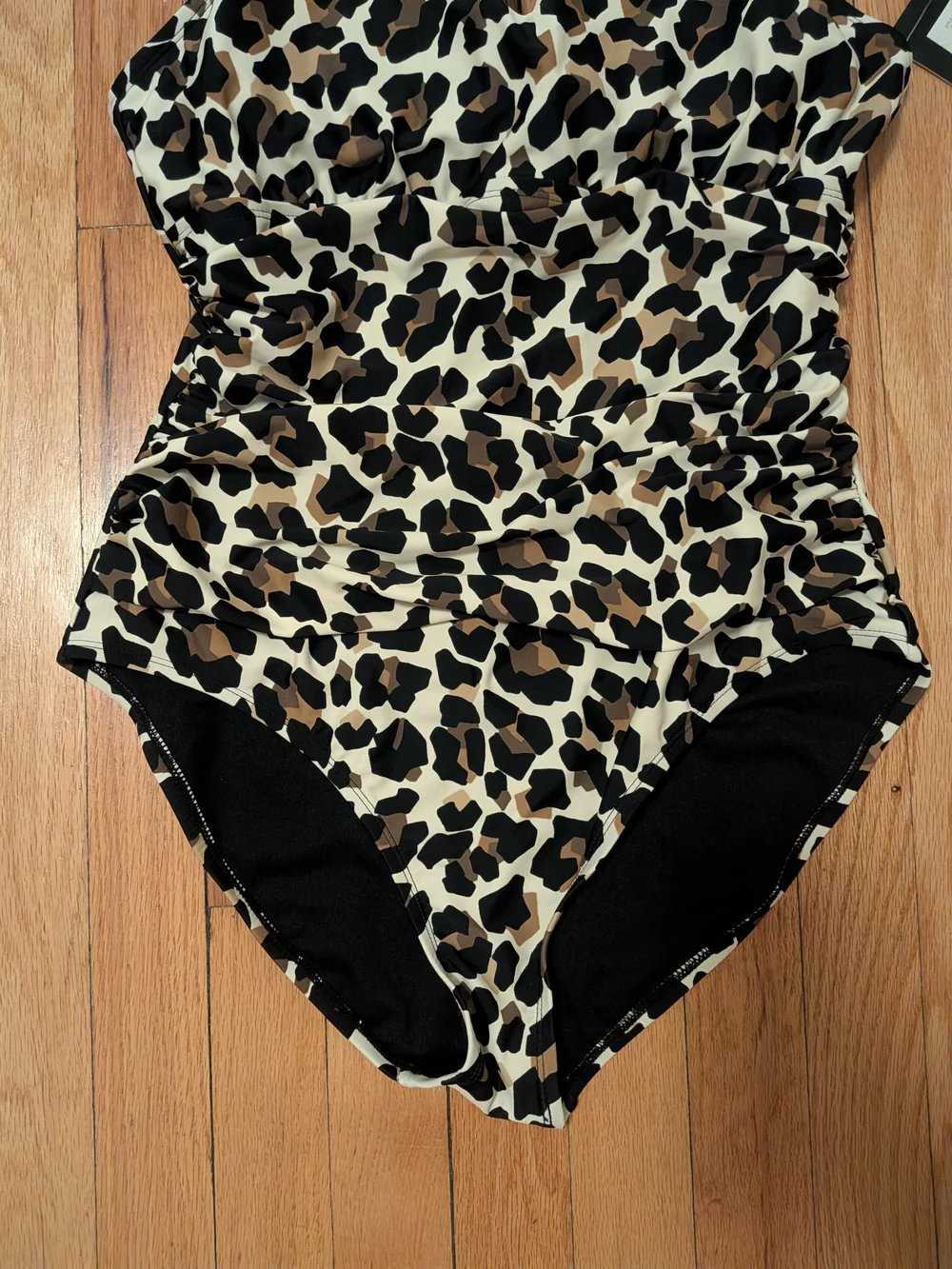 Ellen Tracy NWT Leopard Print High Neck One-Piece Swimsuit